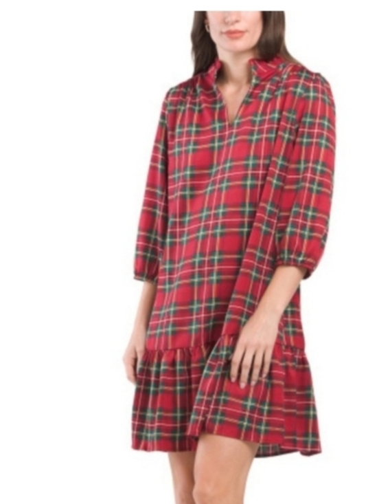 Cynthia Rowley Dresses & Skirts - CYNTHIA ROWLEY Plaid Flounce Hem Ruffle Neck Mini Dress